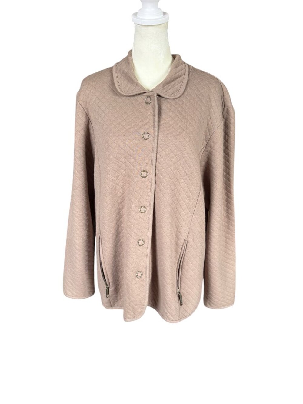 Hasting & Smith tan long sleeve collared snap front sweater jacket size large